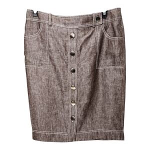 Worth Skirt Brown Linen Size 8